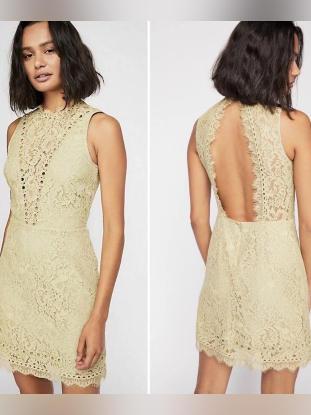 SAYLOR X Free People bohemian wedding Cherie lace Open Back mini dress Size XS